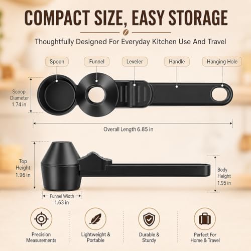2-In-1 Measuring Spoon, Coffee Scoop Funnel Combo