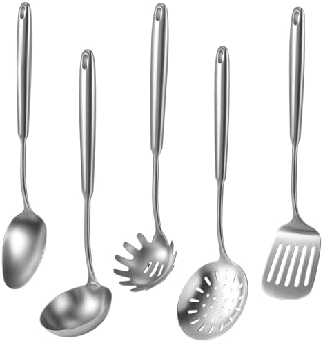5 Pcs Newness Cooking Utensils Set, 304 Stainless Steel Kitchen Utensils Set
