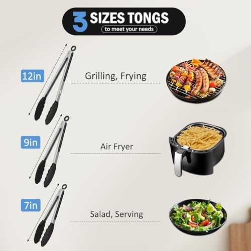 Kitchen Tongs with Silicone Tips, Tongs