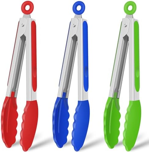 HOTEC Silicone Kitchen Tongs for Cooking, 9-Inch Serving Tongs
