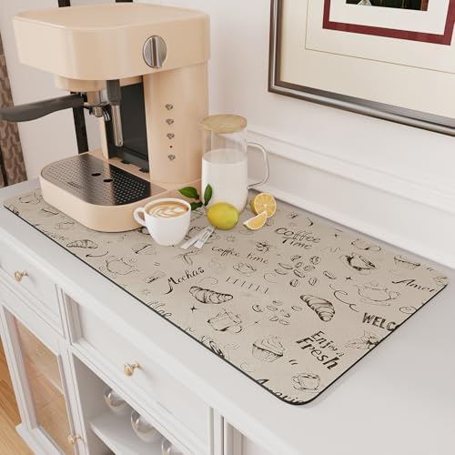 AMOAMI Coffee Mat Hide Stain Rubber Backed Absorbent Dish Drying Mat