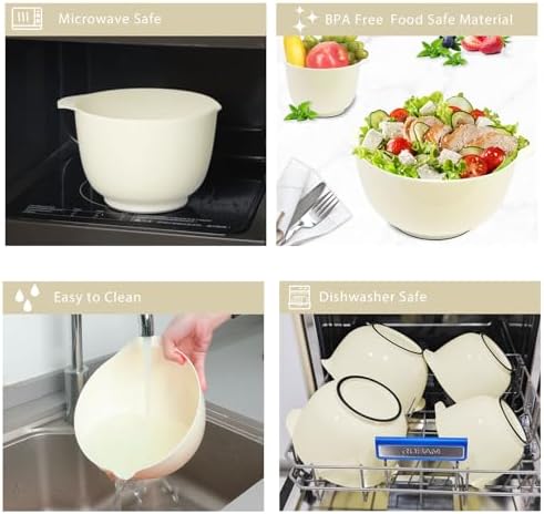 BoxedHome 4.5 Quart Large Plastic Mixing Bowls set