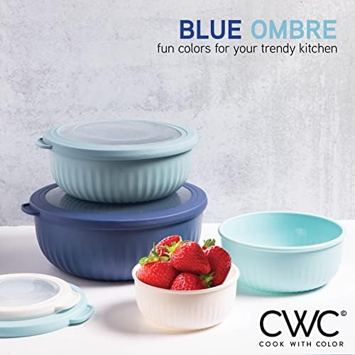 COOK WITH COLOR Prep Bowls with Lids- Wide and Deep Nesting Plastic Small