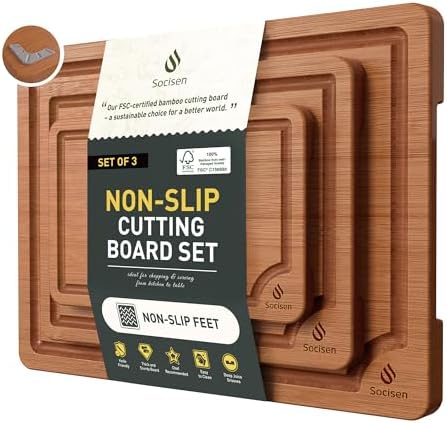 3 Packs Bamboo Cutting Board Set