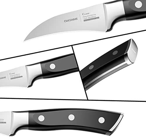 OAKSWARE Bird Beak Paring Knife, 2.75 Inch Razor-Sharp Pro Tourné Knife