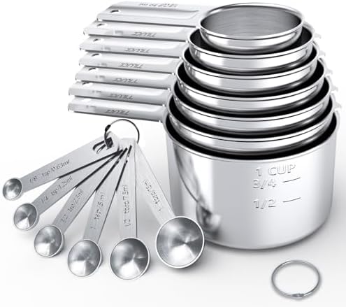 TILUCK Stainless Steel Measuring Cups & Spoons Set, Coffee Scoop Spoon