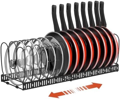 Housolution Pot and Pan Lid Organizer Holder Storage Rack