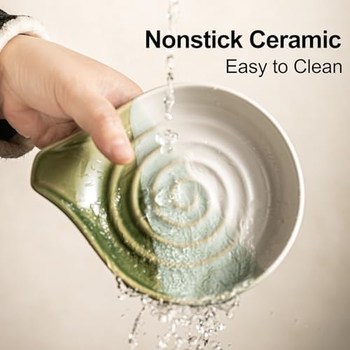 Ceramic Spoon Rest for Kitchen Counter, Large Spoon Holder Nonstick