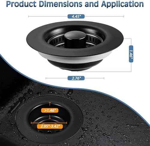 TGOSOMT Kitchen Sink Drain Strainer Stopper, Anti-Clog & Quick Drain