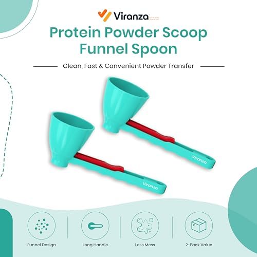 Protein Powder Scoop Funnel Spoon 2-Pack, Long Handle Measuring Scoop