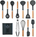 12-piece Silicone Kitchen Utensils Sturdy Thickened Wooden Handle Cooking