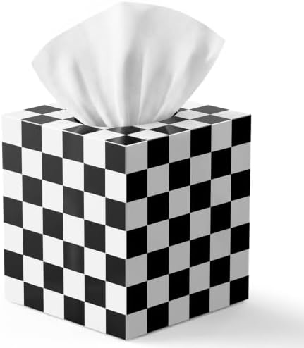Tissue Box Cover, Classic Checkerboard Pattern