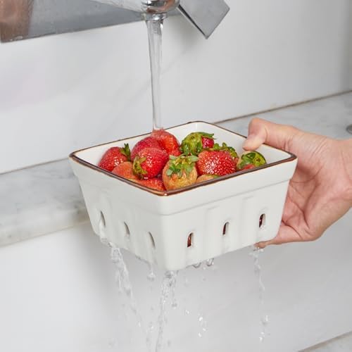 ONEMORE Ceramic Berry Basket Square Fruit Bowls