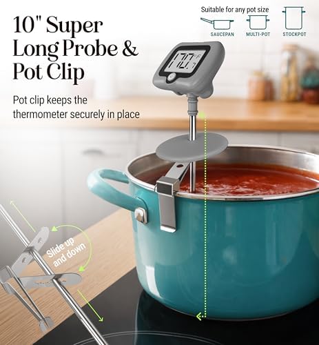 Digital Candy Thermometer with Pot Clip, Instant Read Kitchen Thermometer