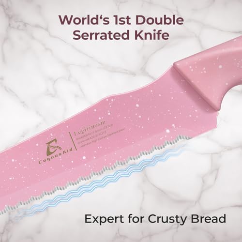 CoquusAid Bread Knife for Homemade Bread, World's 1st Double Serrated Knife