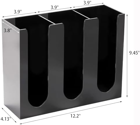 Acrylic Coffee Cup and Lid Storage Organizer Holder, 3 Compartments Disposable