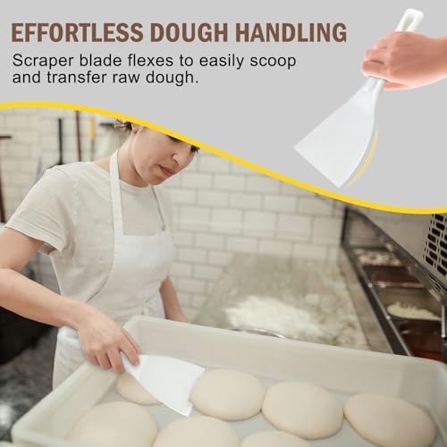 Pizza Dough Scraper with Handle Dough Spatula White Flexible Plastic Food Safe