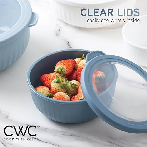 COOK WITH COLOR Prep Bowls with Lids- Wide and Deep Nesting Plastic Small