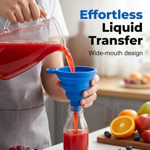 Kitchen Funnel Set 3 Pack, Food Grade Silicone Funnels