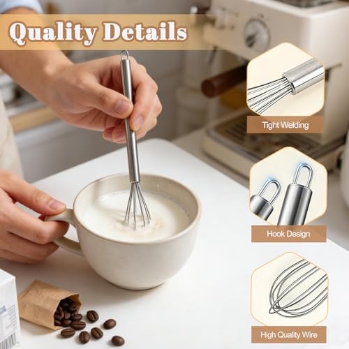 Whisks for Cooking, 3 Pack Mini Whisk for Whisking, Blending Eggs & Sauces