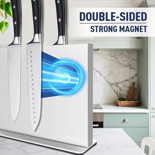 Magnetic Knife Block Without Knives—Stainless Steel Double-Sided Magnetic Knife