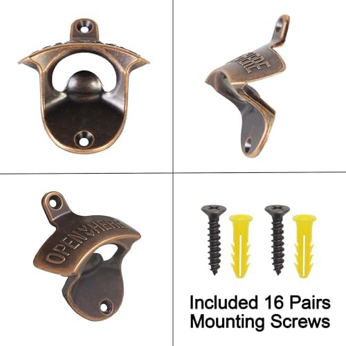 16 PCS Wall Mount Bottle Opener Bulk Aged Copper Stainless Beer Opener Mountable