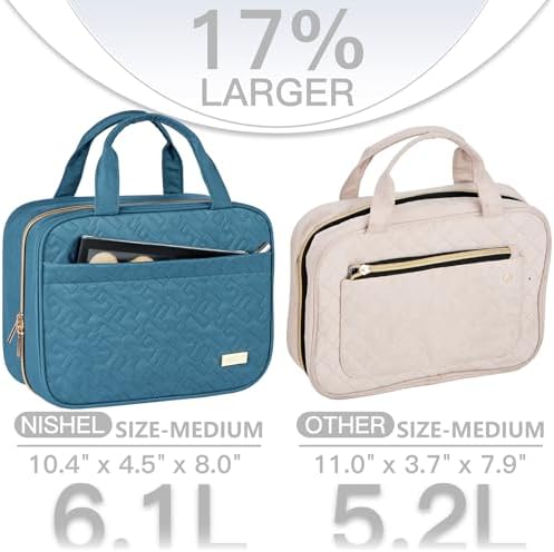 NISHEL Travel Toiletry Bag for women, Portable Hanging makeup Organizer