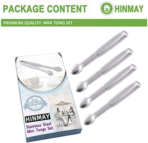 HINMAY Mini Tongs 5-3/4 Inch Stainless Steel Small Serving Tongs