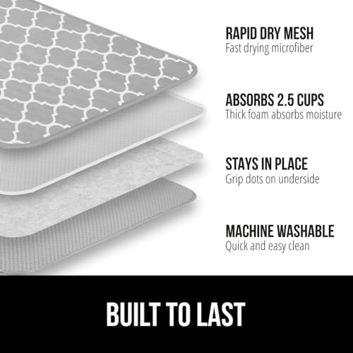 GORILLA GRIP Ultra Absorbent Microfiber Dish Drying Mat, Quatrefoil