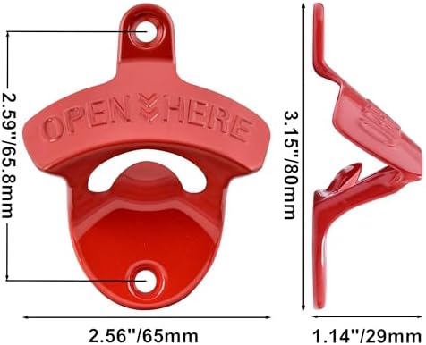 12 PCS Red Beer Bottle Cap Opener Wall Mounted Bulk, Stainless Caddy Mount Soda