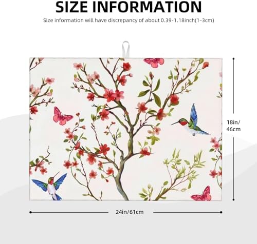 Hummingbird Butterfly Dish Drying Mat
