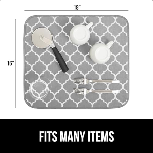 GORILLA GRIP Ultra Absorbent Microfiber Dish Drying Mat, Quatrefoil