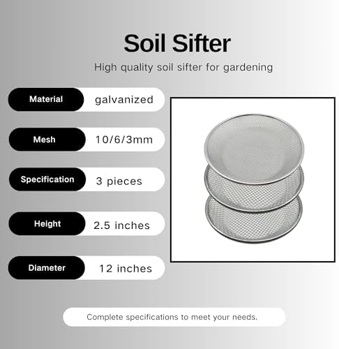 3 PCS Soil Sieve for Garen -12 inches Soil Sifter for Rocks Compost Suitable