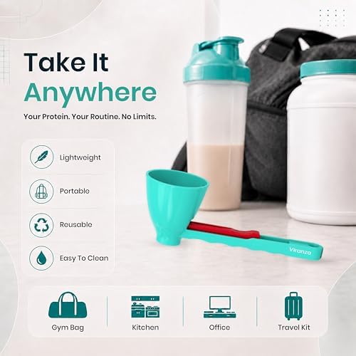 Protein Powder Scoop Funnel Spoon 2-Pack, Long Handle Measuring Scoop