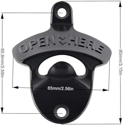 Classic Black Wall Mount Beer Bottle Opener, Rust-free Wall Hanging Beer Bottle