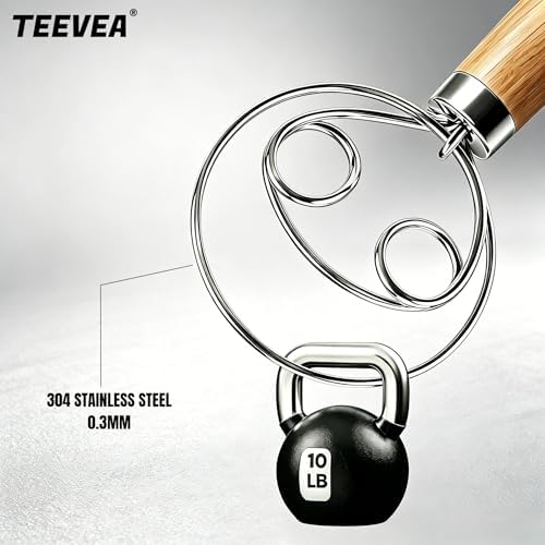 TEEVEA Danish Dough Whisk Stainless Steel Wooden Handle