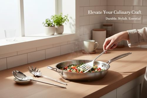 Melvvi Silver Stainless Steel Kitchen Utensils Set – 9-Piece | Non-Toxic