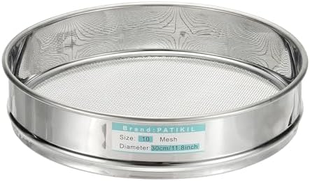 PATIKIL 10 Mesh Lab Sieve, 11.8" Diameter Sifting Screen 304 Stainless Steel