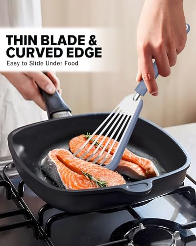 Fish Spatula Turner, Thin Slotted, Stainless Steel