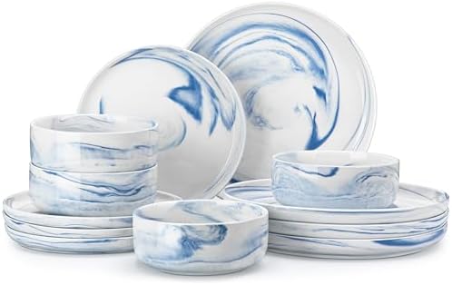 MALACASA 12 Pcs Porcelain Plates and Bowls Sets, Dinnerware Set