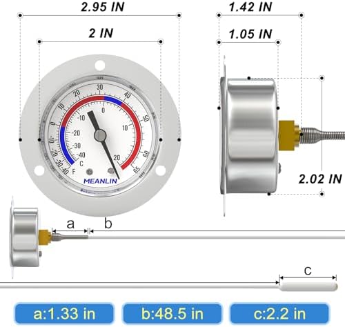 MEANLIN MEASURE 2Pcs Vapor Capillary Refrigeration Thermometer