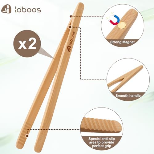 Magnetic Classic Bamboo Toast Tongs
