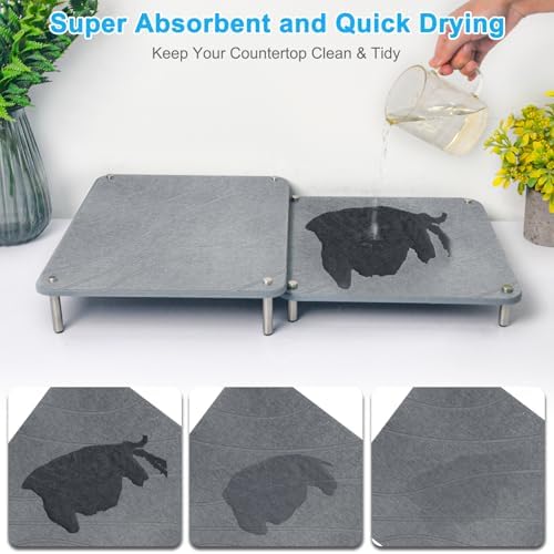 3Pcs Nesting Stone Drying Mat for Kitchen Counter, Quick Drying Stone Dish