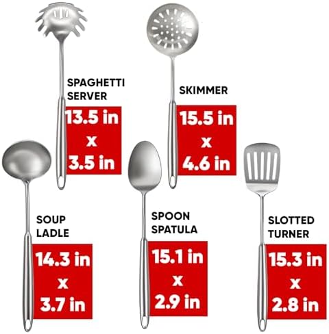 5 Pcs Newness Cooking Utensils Set, 304 Stainless Steel Kitchen Utensils Set
