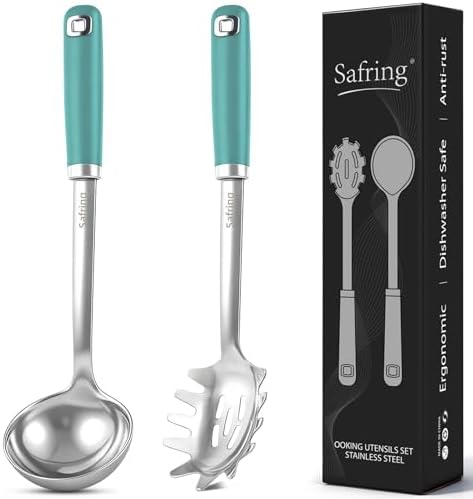 Safring Stainless Steel Soup Ladle and Spaghetti Spoon Set, Heat Resistant