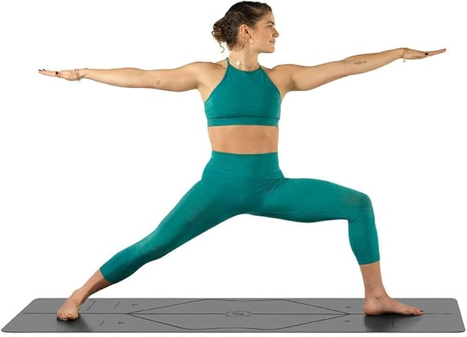 Liforme Original Yoga Mat – Free Yoga Bag Included - Patented Alignment System, Warrior-like Grip, Non-slip, Eco-friendly, sweat-resistant, long, wide, 4.2mm thick mat for comfort