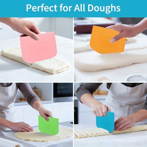 4 Pcs Flexible Dough Scraper, Pastry Cutter