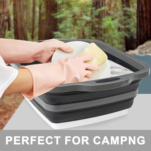 Collapsible Cutting Board with Container, Foldable Camping Sink with Colander