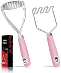 18/0 Stainless Steel Pink Potato Mashers, 10.7-in Kitchen Masher Tool
