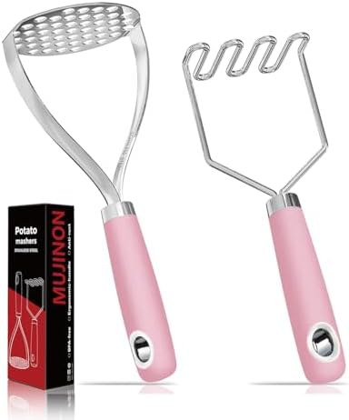 18/0 Stainless Steel Pink Potato Mashers, 10.7-in Kitchen Masher Tool